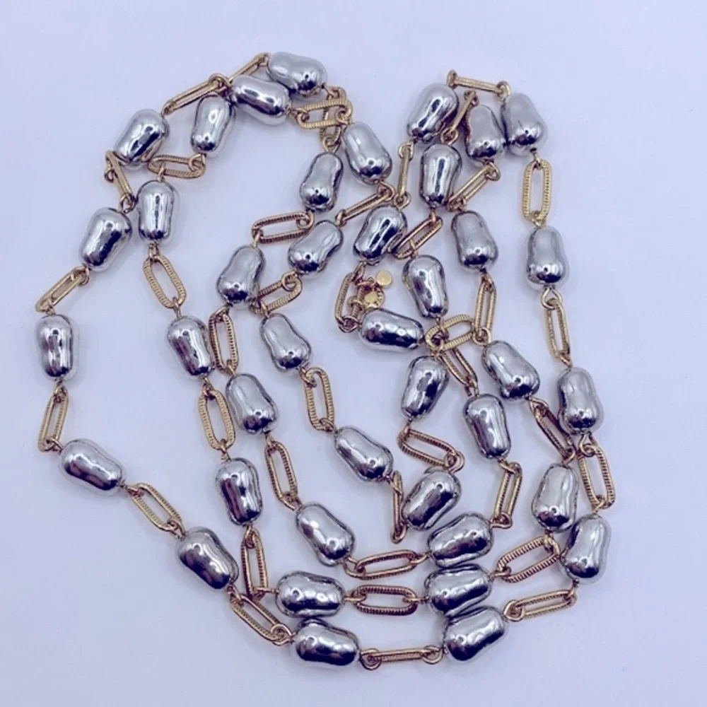 Ann Taylor Signed Mixed Metal Long Necklace - Picture 2 of 3